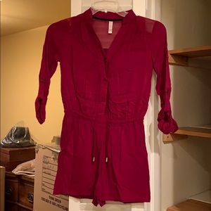 Red Button-Up Romper